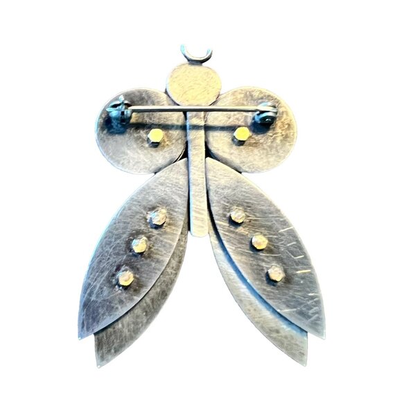 Michele Friedman Wool Felt Sterling Dragonfly Brooch - Picture 7 of 9